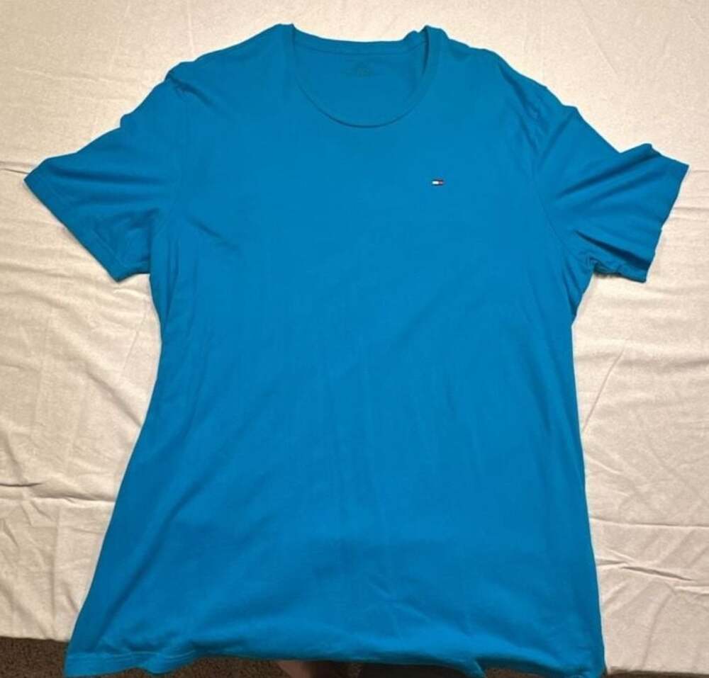 Tommy Hilfiger Men's Core Flag Logo Crew Neck T-Shirt in Bright Blue